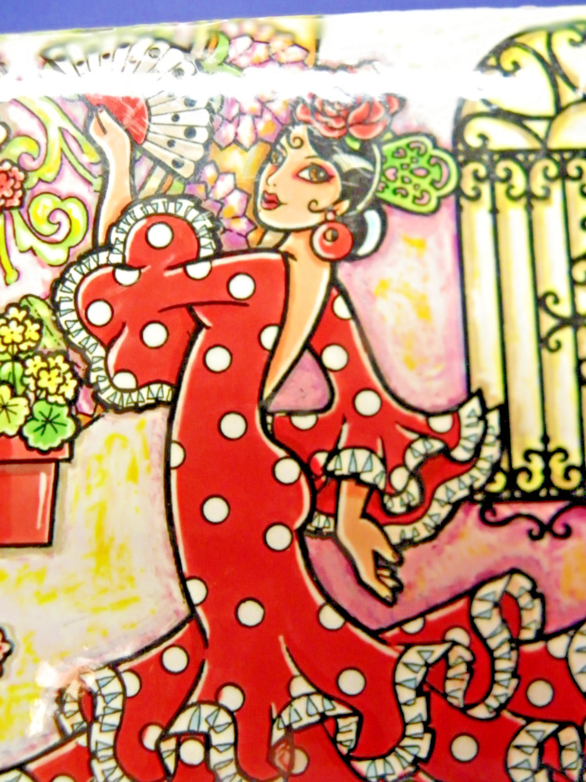 Flamenco Dancer Glossy Ceramic Tile Wall Hanging Plaque Sevilla Spain 6.5&Prime; x6.5