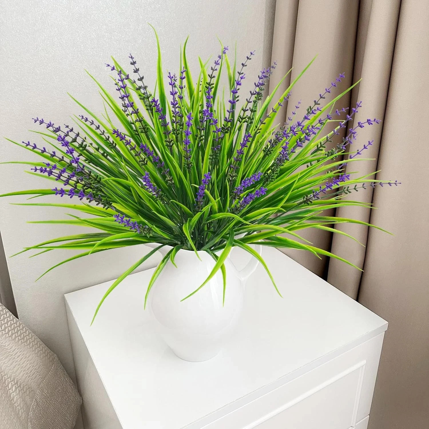 10 Pcs Artificial Plants Outdoor, UV Resistant Fake Outdoor 10pcs, Purple