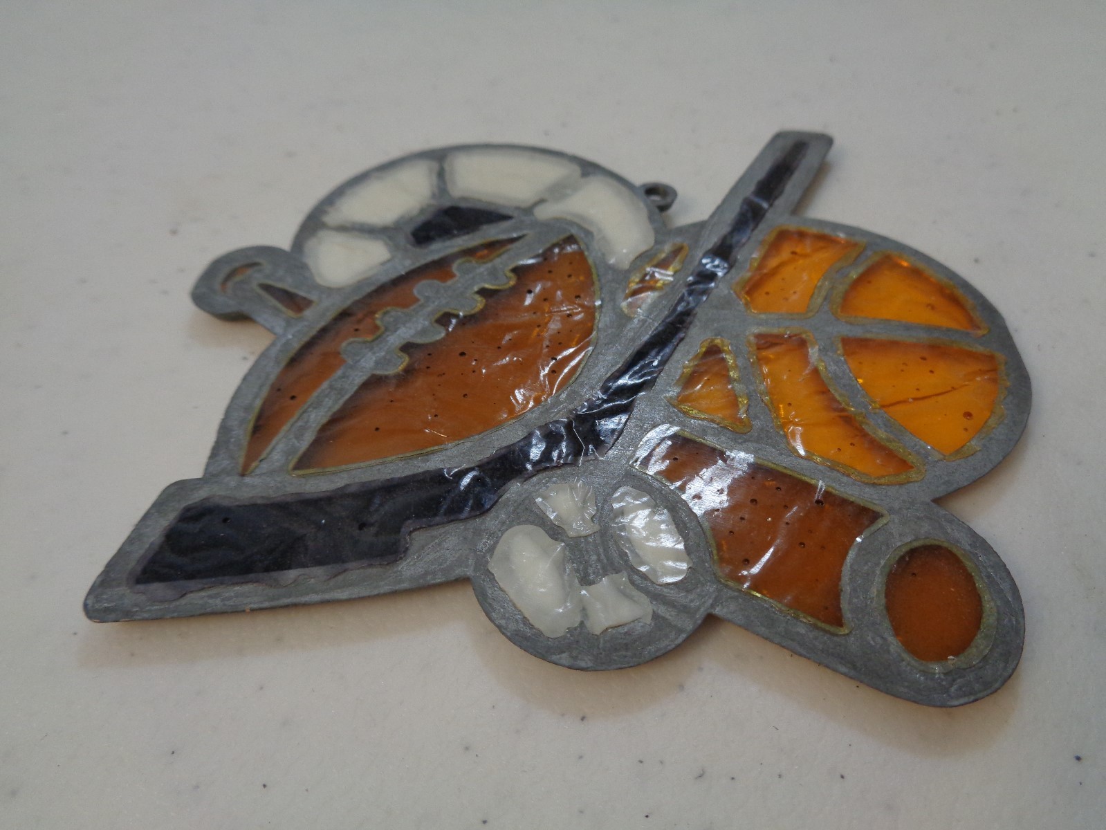 Sports Fan Suncatcher Hockey Soccer Baseball Football Handmade 3-3/4&Prime; x 4&Prime; Small