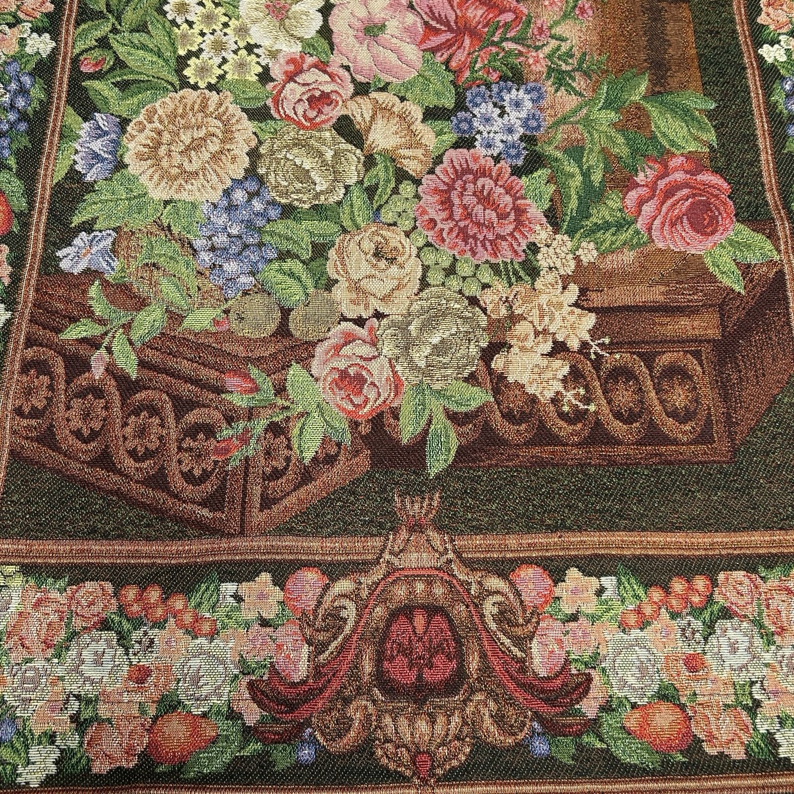 Lillian Vernon Tapestry W/ Pole Wall Hanging Decor Floral 35&Prime;H x 25”W