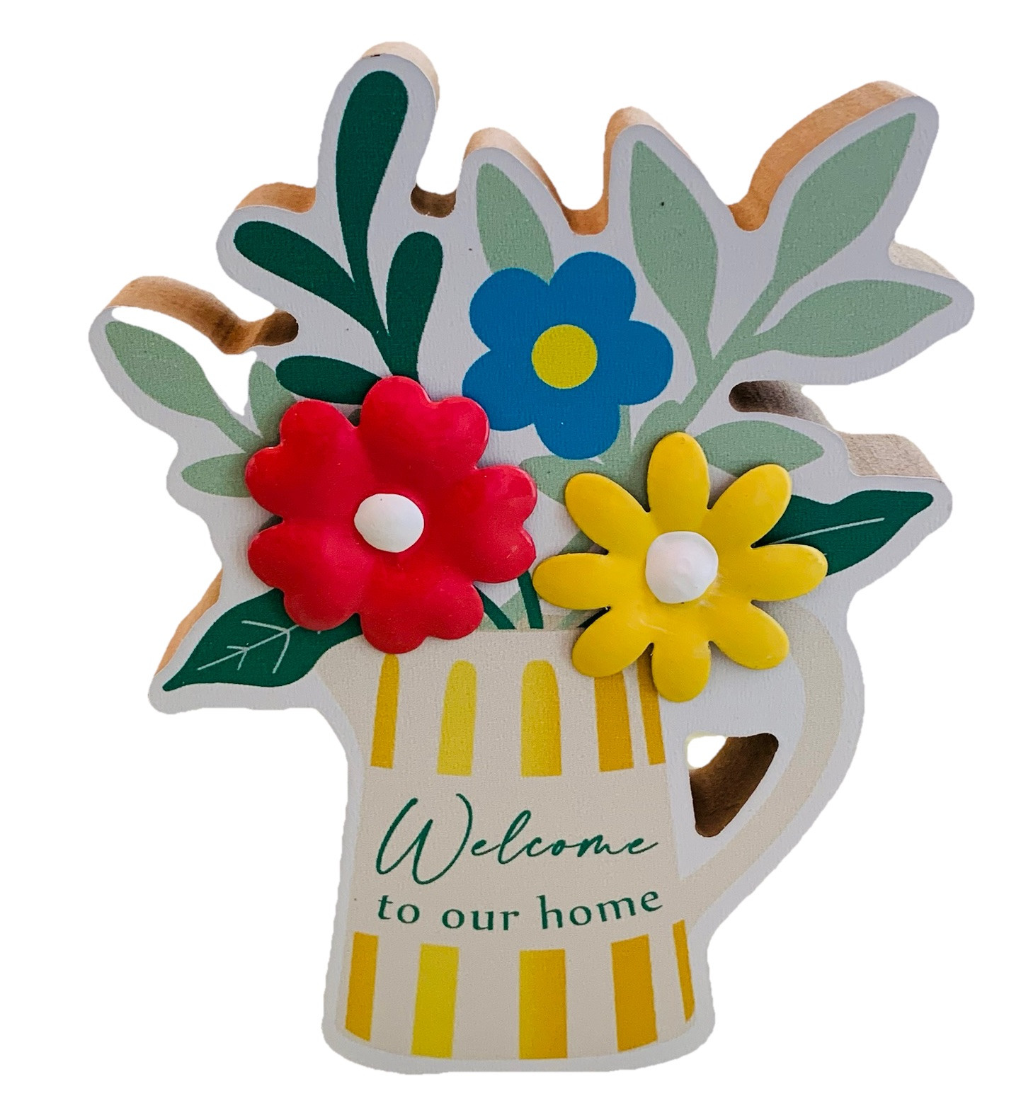 Welcome To Our Home Flower Sign MDF Metal TableTierTray Summer Spring Floral NEW