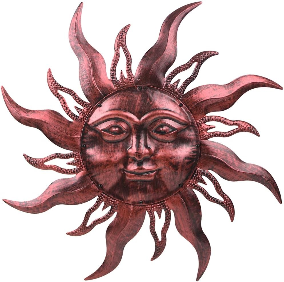 28 » Outdoor Wall Decor Rust Proof, Sun Face Metal Wall Art Decor Hanging for In