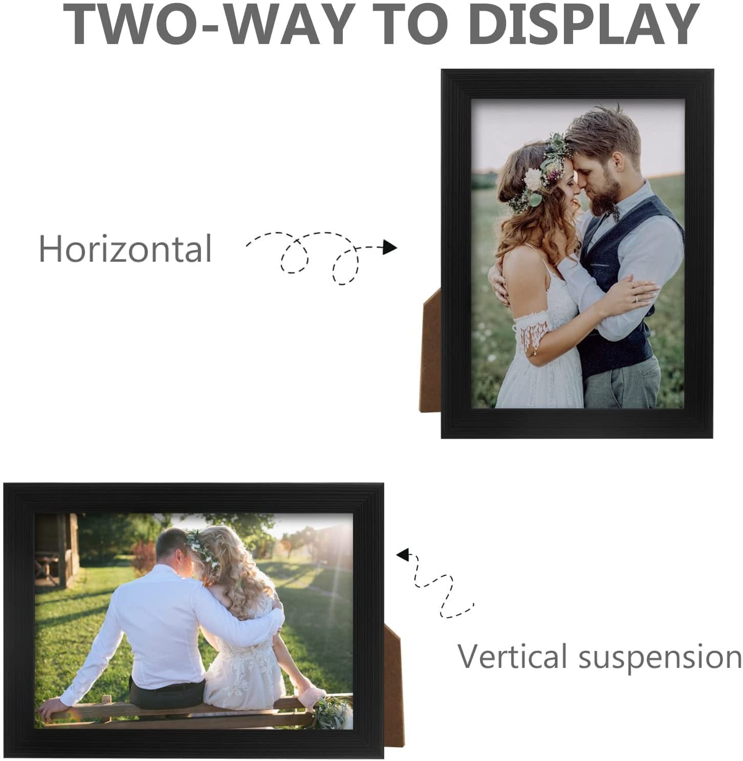 PECULA 2 Pack 5×7 Picture Frame, Black for Wall and Tabletop Display, Resist…