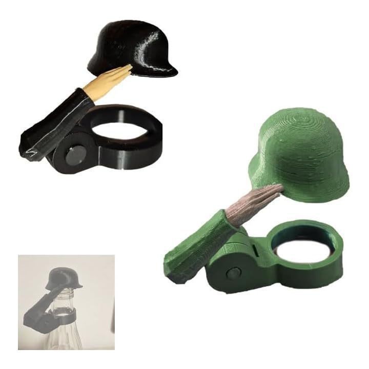 Funny Military Salute Beer Bottle Cap Cover – Dustproof Beer Helmet Cap Soldier