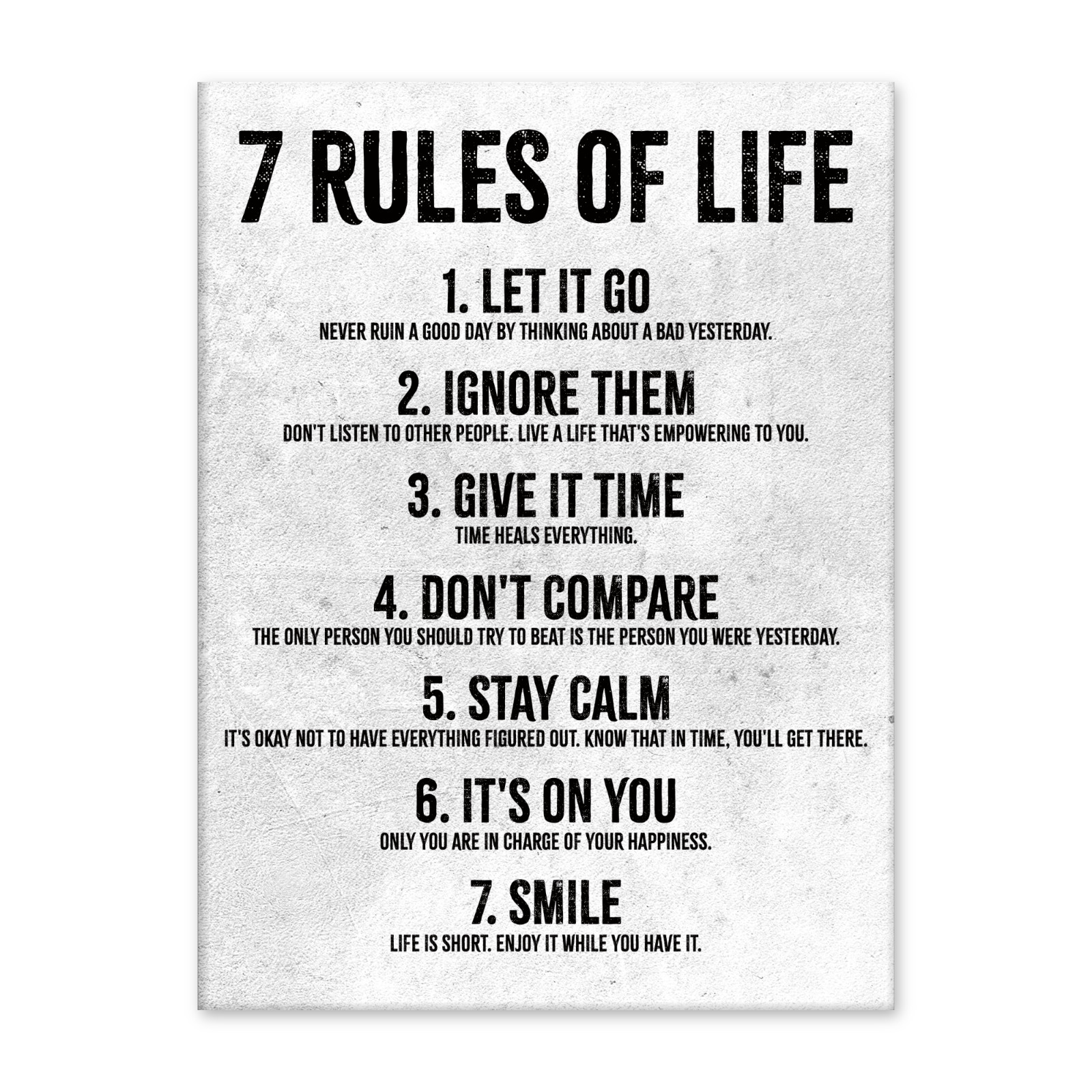 HoneyKick 7 Rules of Life Motivational Wall Art Poster 11×14 White Cardstock