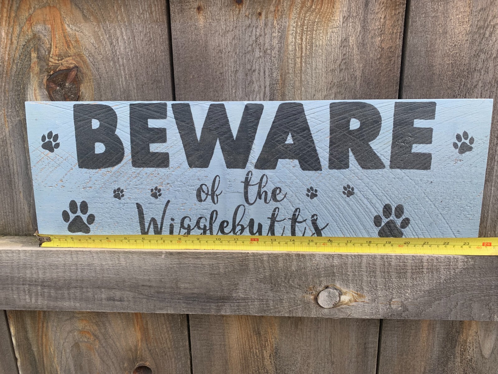 Artisan Sign Beware of Wiggle Butts Dog Wood Warning Yard Home Wall Decor NEW