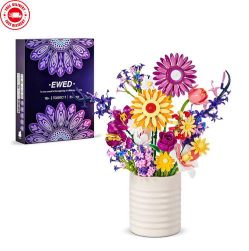 Sunflowers Bouquet Building Set for Mother&rsquo;S Day, Artificial Flower Compatible w