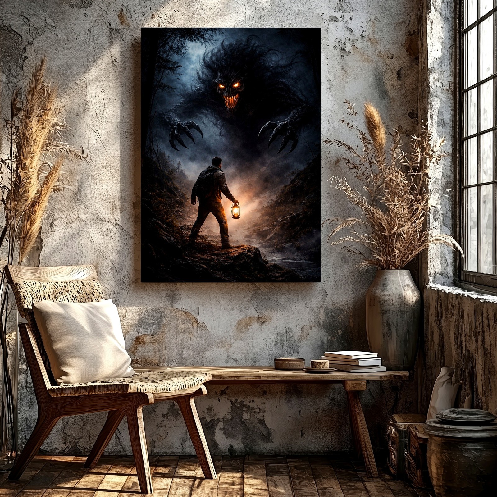 Wall Art Horror Monster Forest Lantern Dark Fantasy Gothic Poster Print Decor