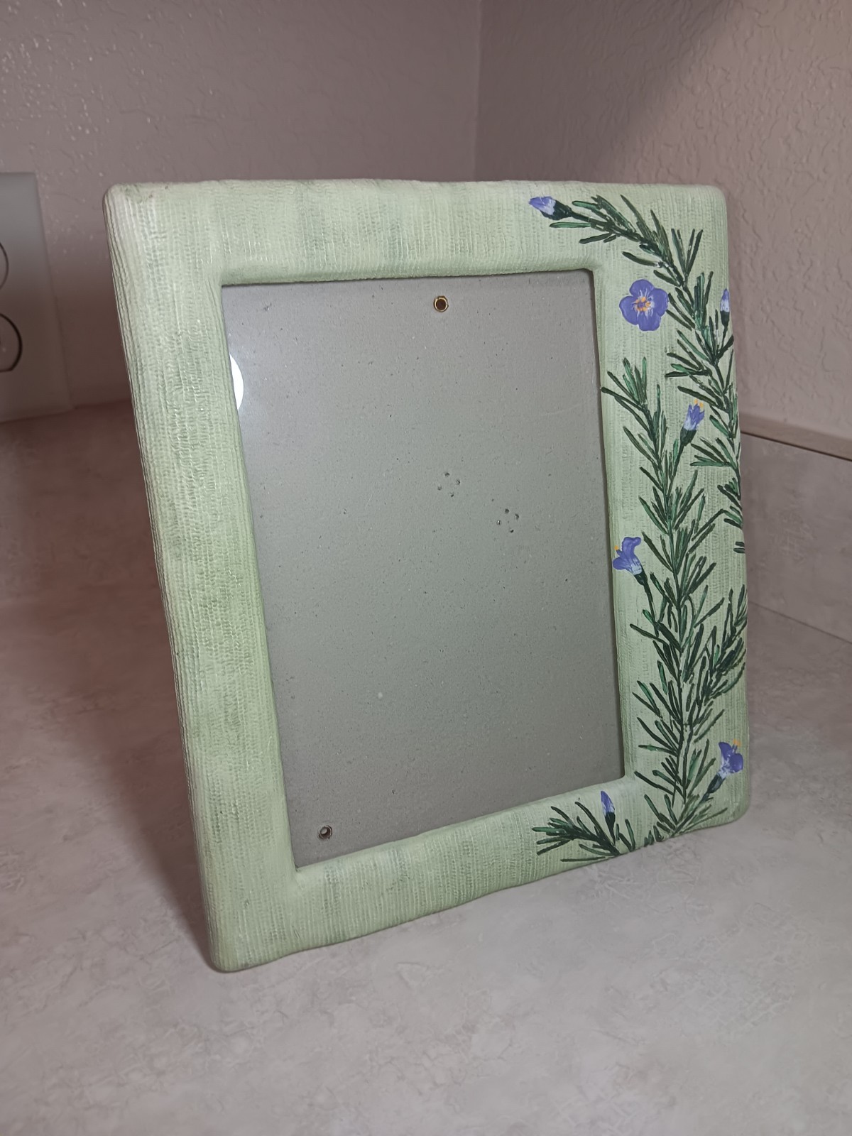 Vtg Cottage Purple Floral Resin Unique Frame Burnes Of Boston 5×7 Photo 1999