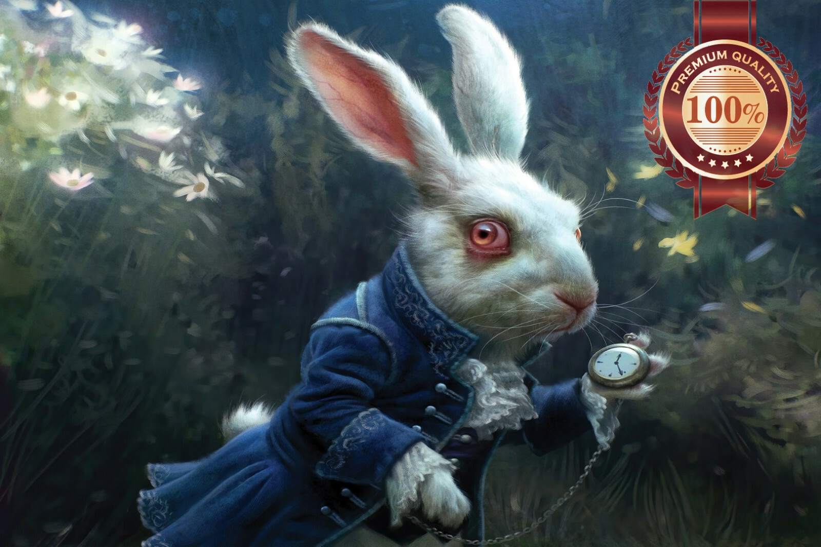 WHITE RABBIT ALICE IN WONDERLAND PAINTING WALL ART PRINT – PREMIUM POSTER