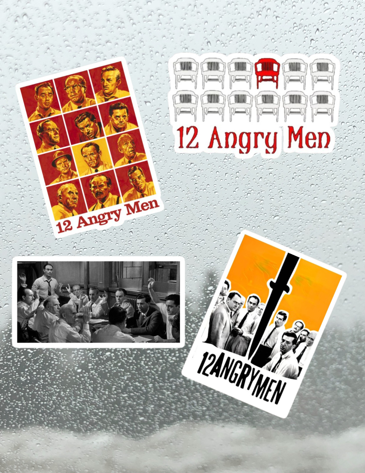 12 Angry Men Vintage Movie 4pc Sticker Pack