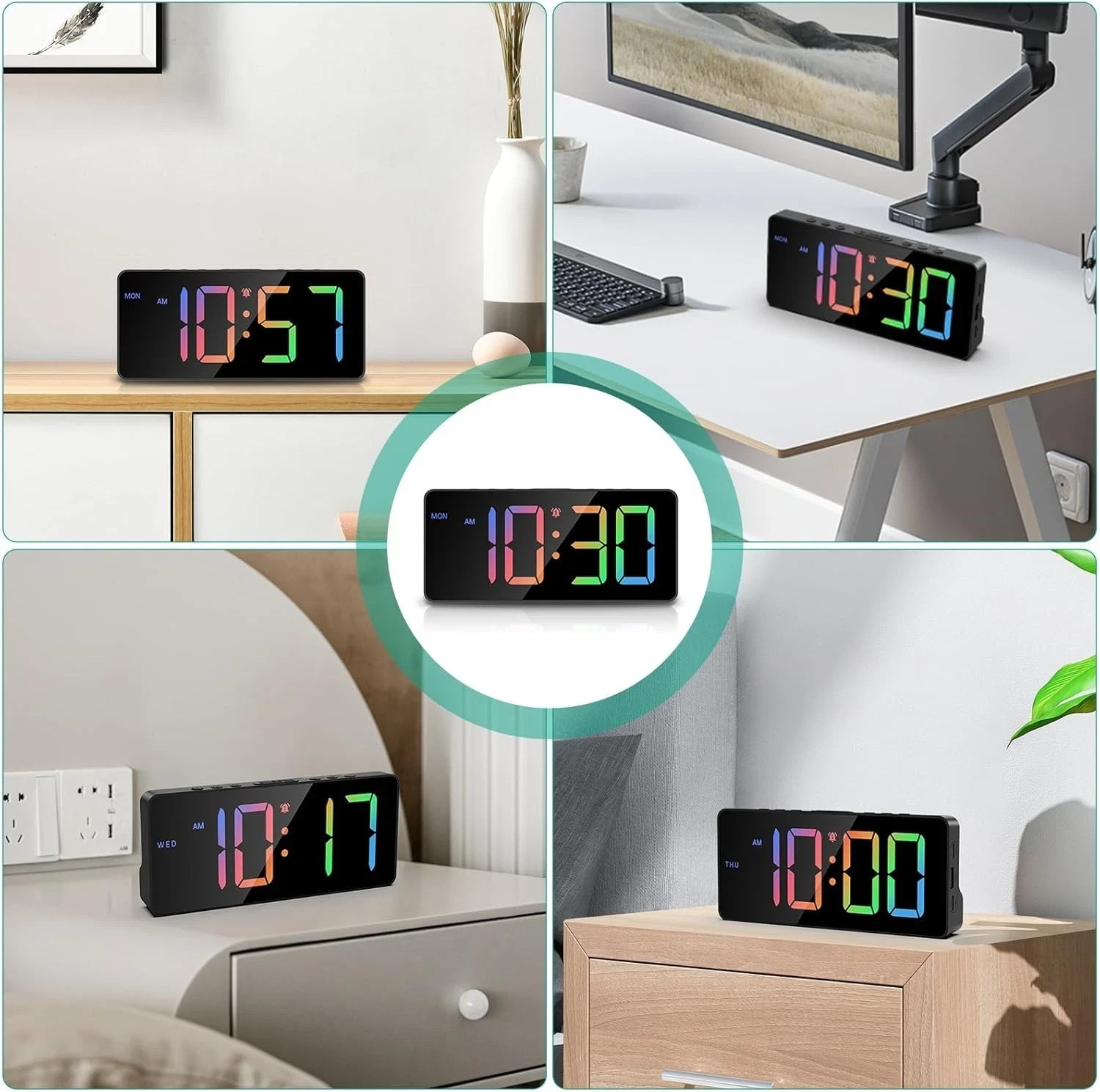 Alarm Clock for Bedroom 7 In Large Display Digital Clock with Dual Alarms&US