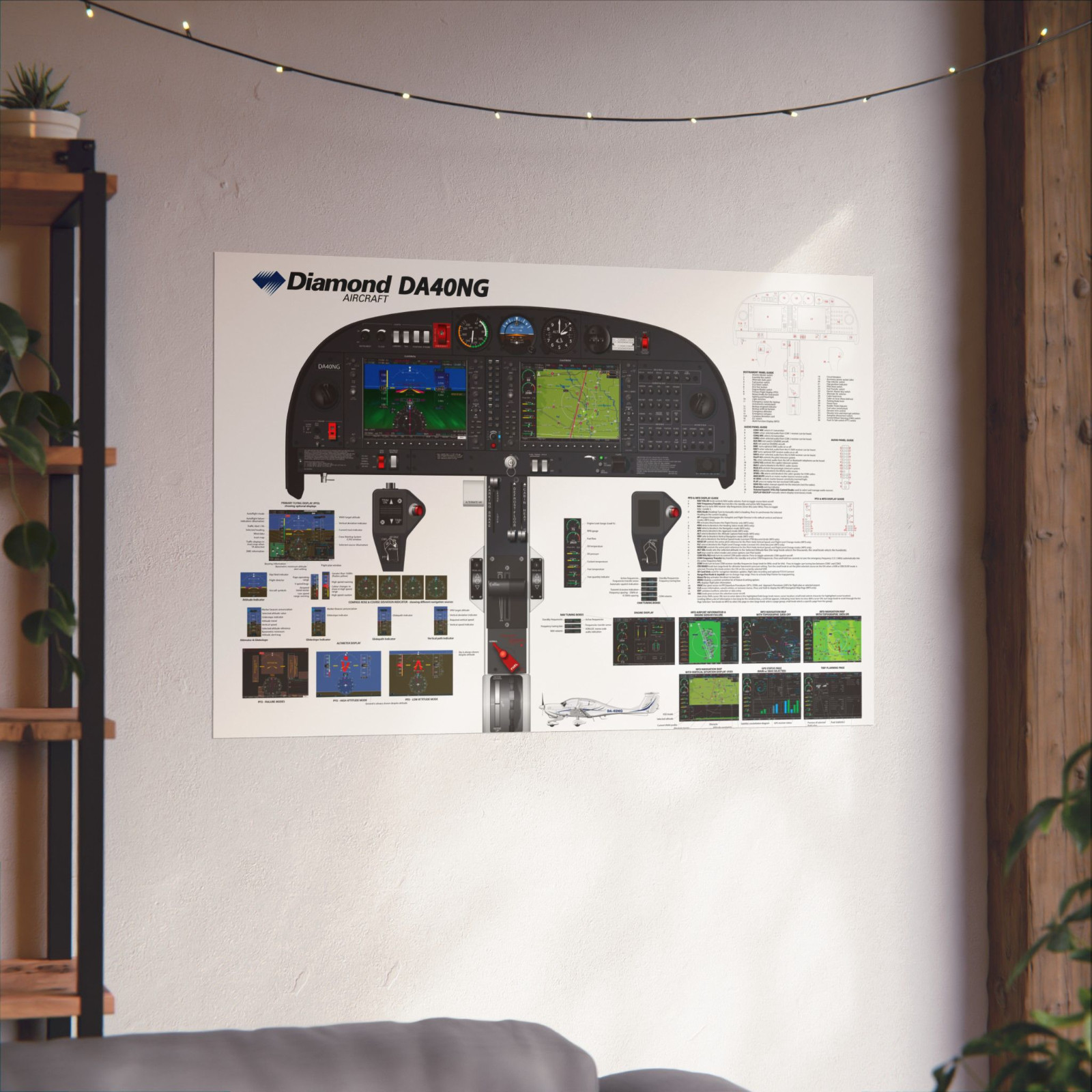Diamond DA40NG with Garmin 1000 avionics Cockpit Poster 24in x 36in