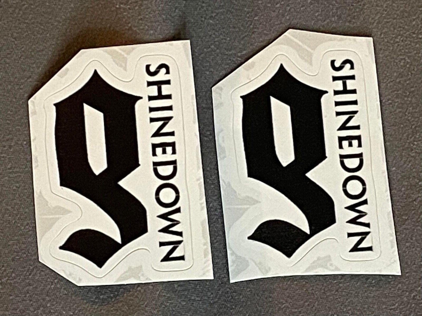 Lot (2) SHINEDOWN 1 1/8&Prime; x 1 3/4&Prime; Band Logo STICKERS Black White FAST! FREE!