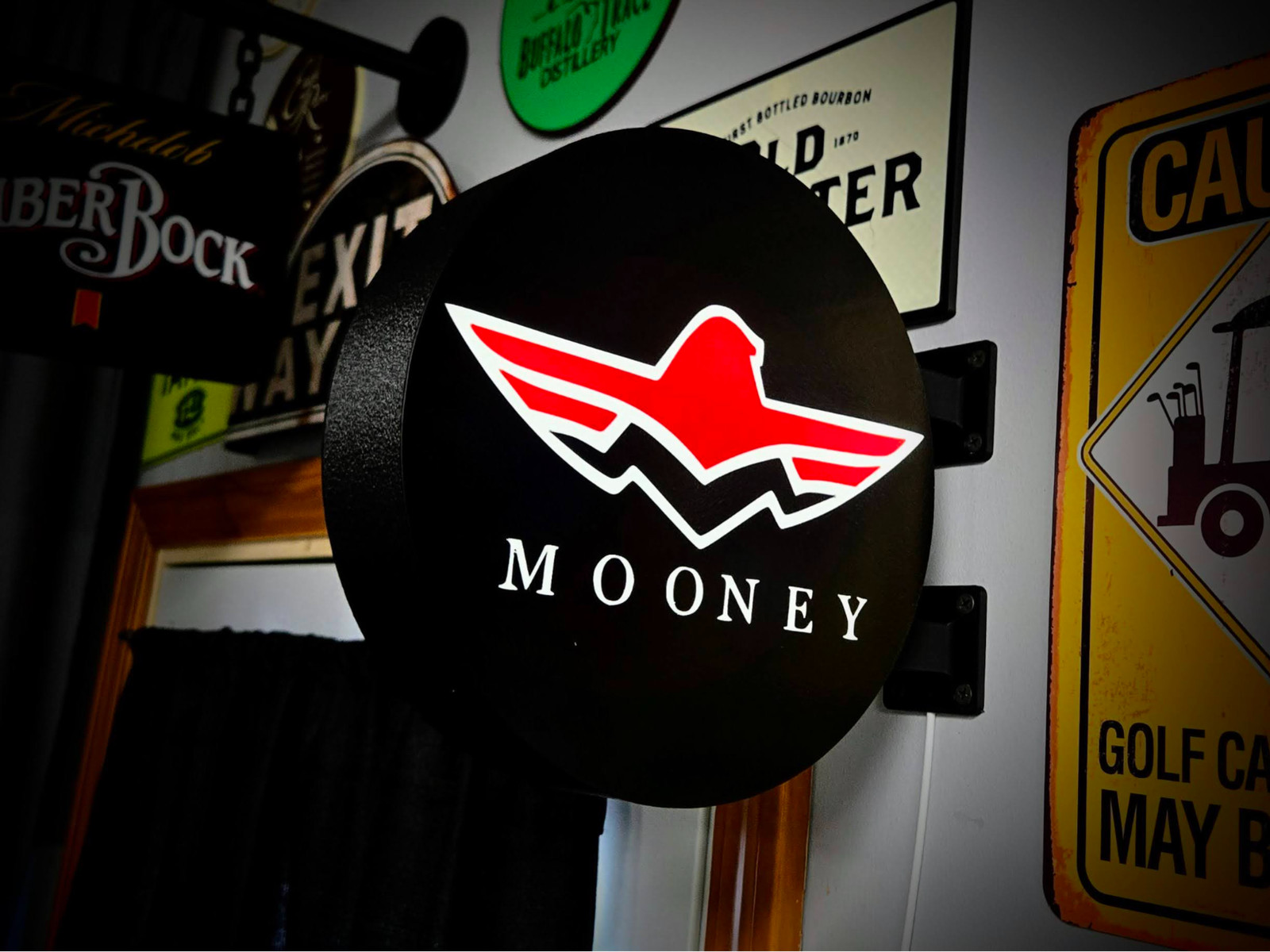 Mooney Aircraft LED Lightbox Sign 3D Printed Round Wall Mount Man Cave