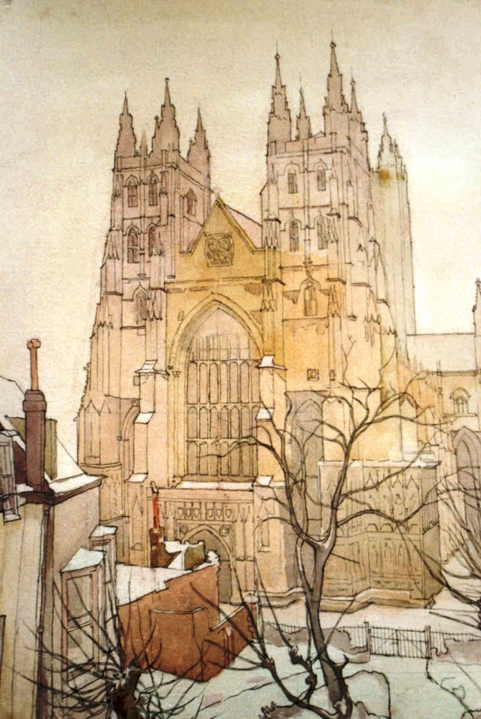 Canterbury Cathedral : Owen Merton : circa 1909 [watercolor] Fine Art Print
