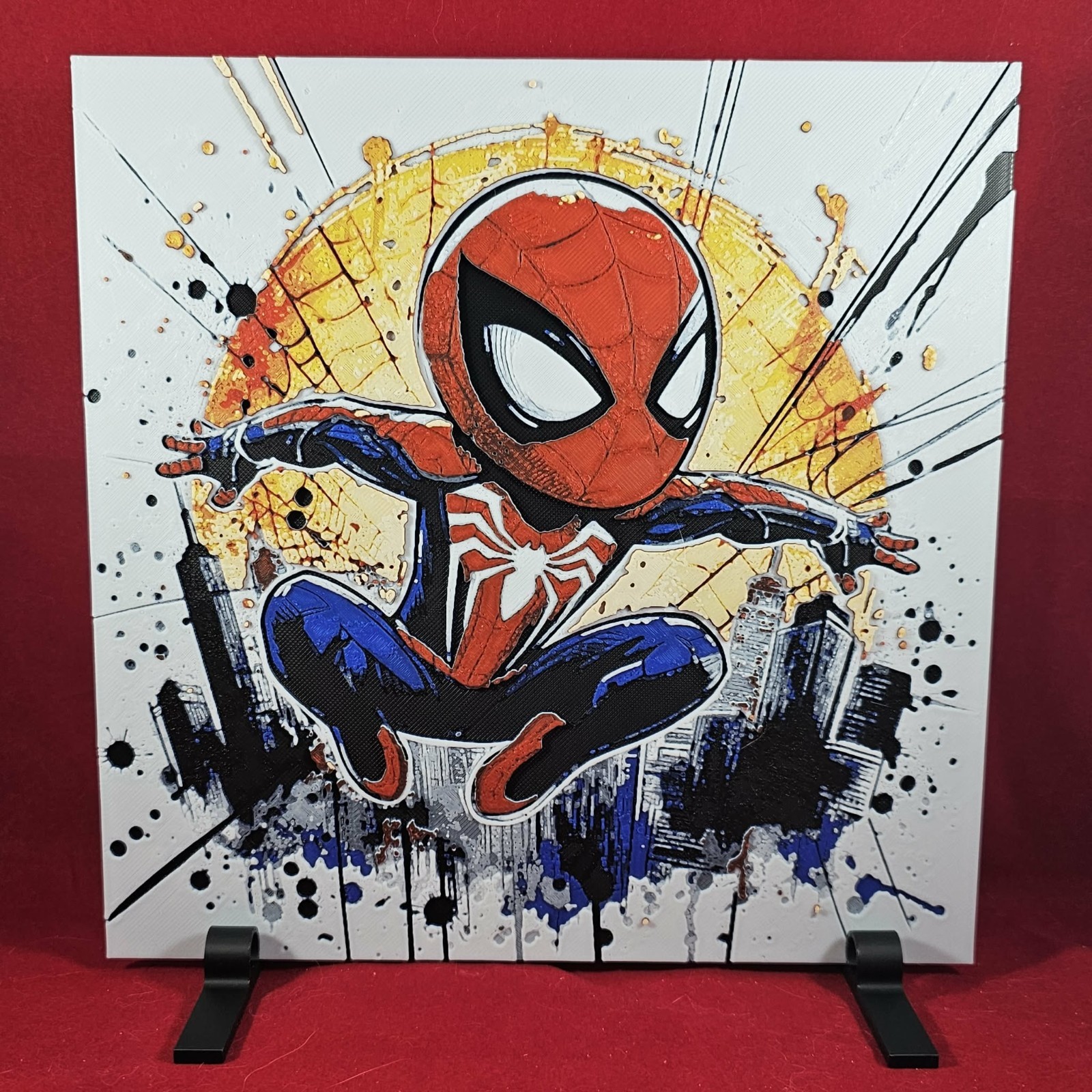 Web Hero 3D Wall Art 8×8 Comic Inspired Action Character City Decor