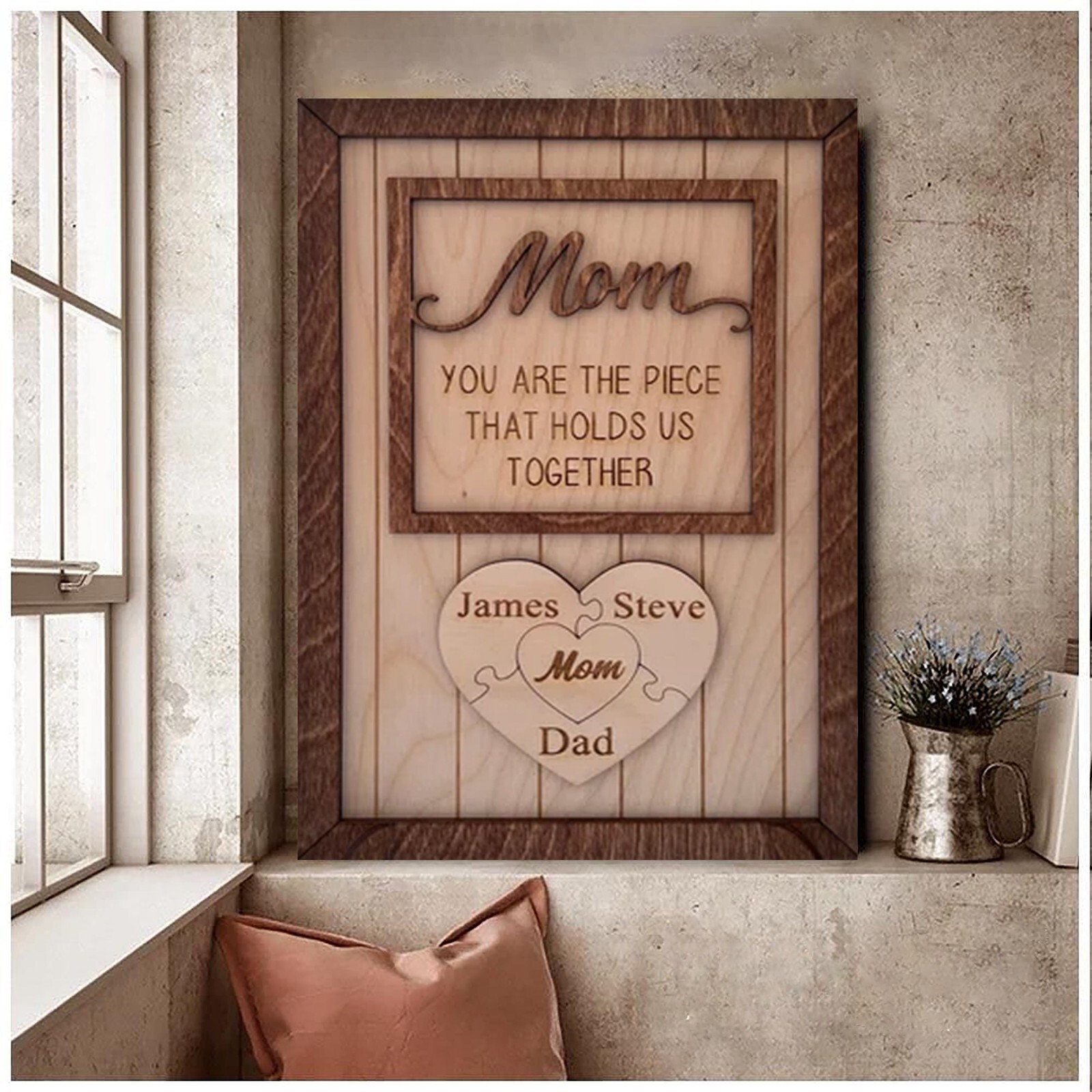 Personalized Family Names Mother&rsquo;s Day Gift for Mom and Grandma, Mom Puzzle Piec