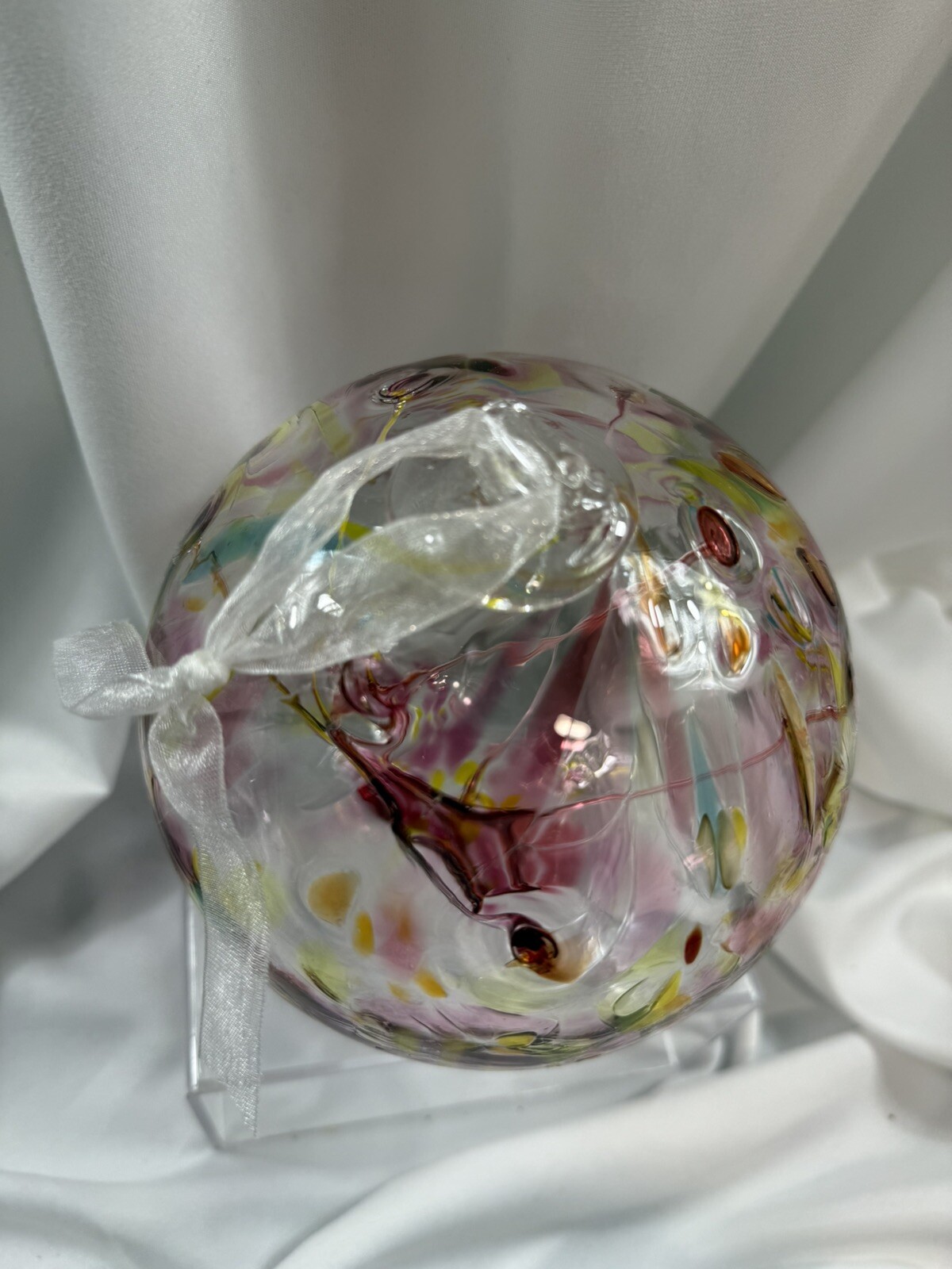 Handblown Art Glass Orb Large 6 in Witch Ball Sun Catcher Ornament Tree Of Life
