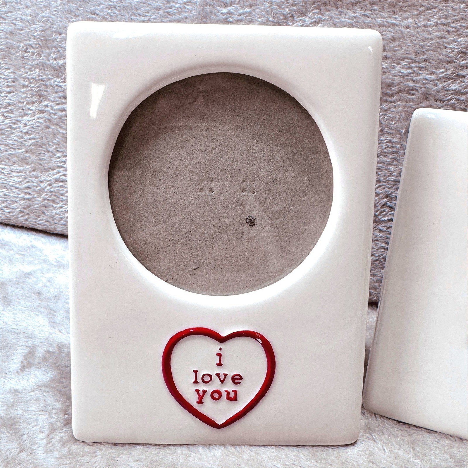 Russ White Ceramic I Love You Heart Love Picture Frames Set of 2 Romantic Decor
