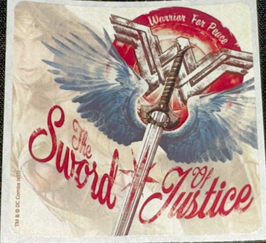 WONDER WOMAN STICKER✨⭐️💋⭐️✨2 1/2” X 2 1/2”✨THE SWORD OF JUSTICE✨AWESOME💫