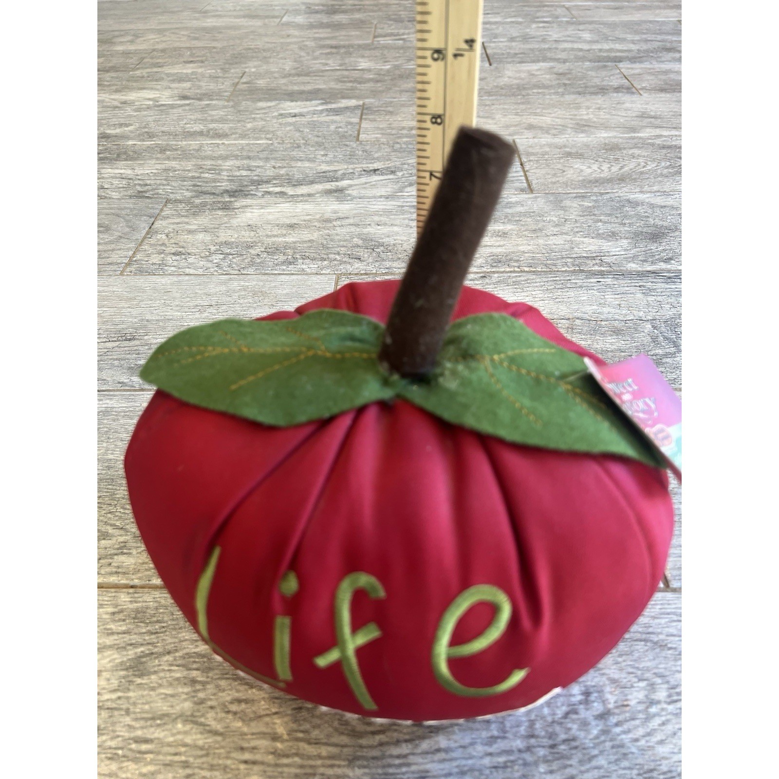 Cracker Barrel Fabric Apple Doorstop Life is good Embroidered Teacher Gift NWT