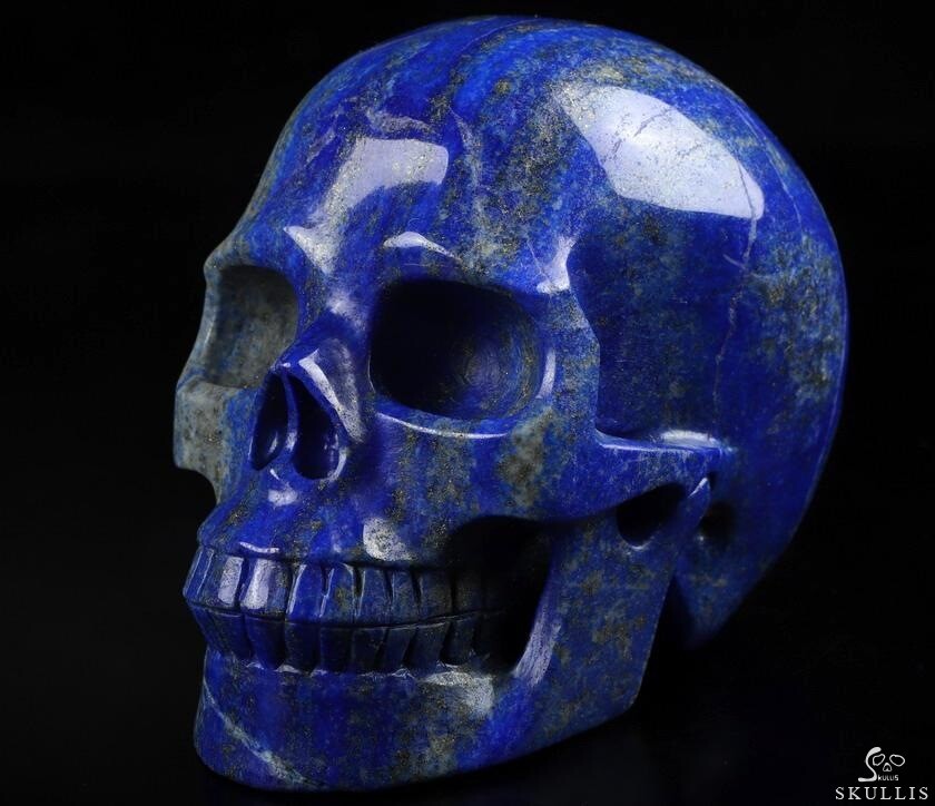 Gemstone Huge 5.0&Prime; Lapis Lazuli Carved Crystal Skull, Realistic, Crystal Healing