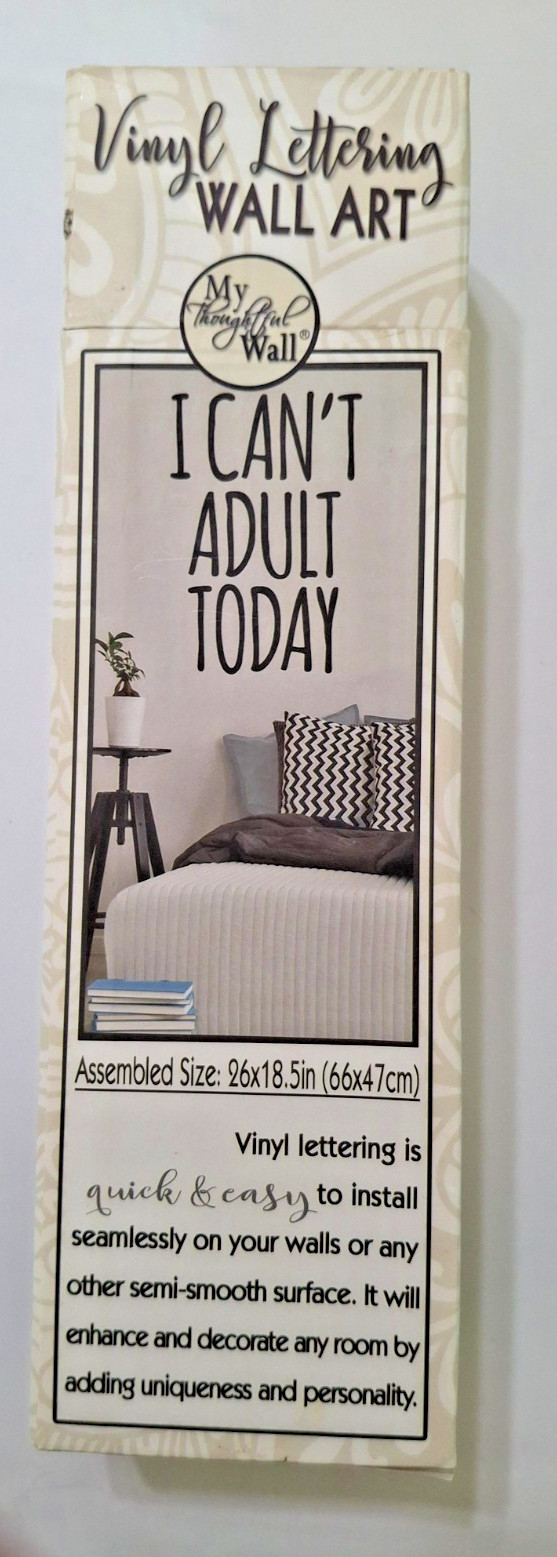 My Thoughtful Wall Vinyl Art 26inx18.5in I Can&rsquo;t Adult Today NEW