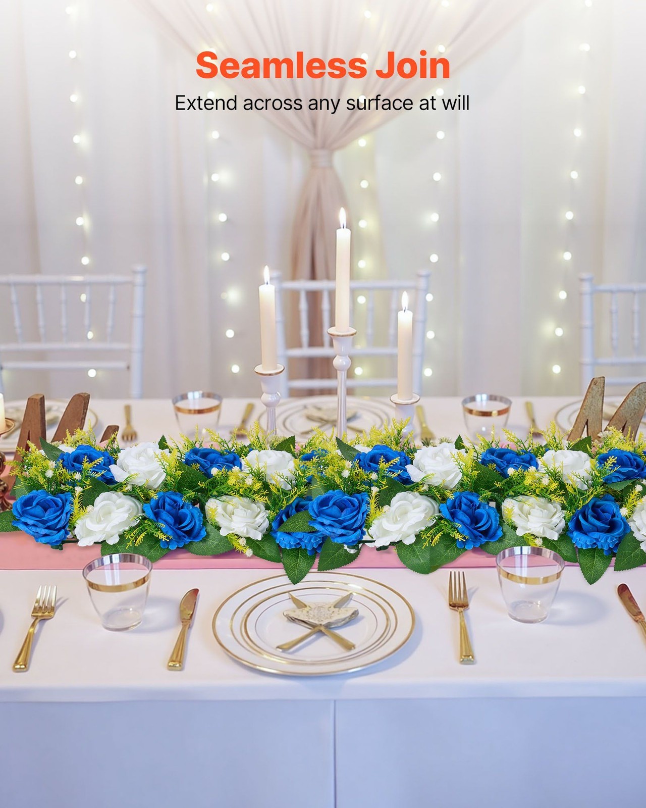 Reusable Faux Roses 10PC, 19.7×8.7in, Wedding Table Centerpiece Arrangements