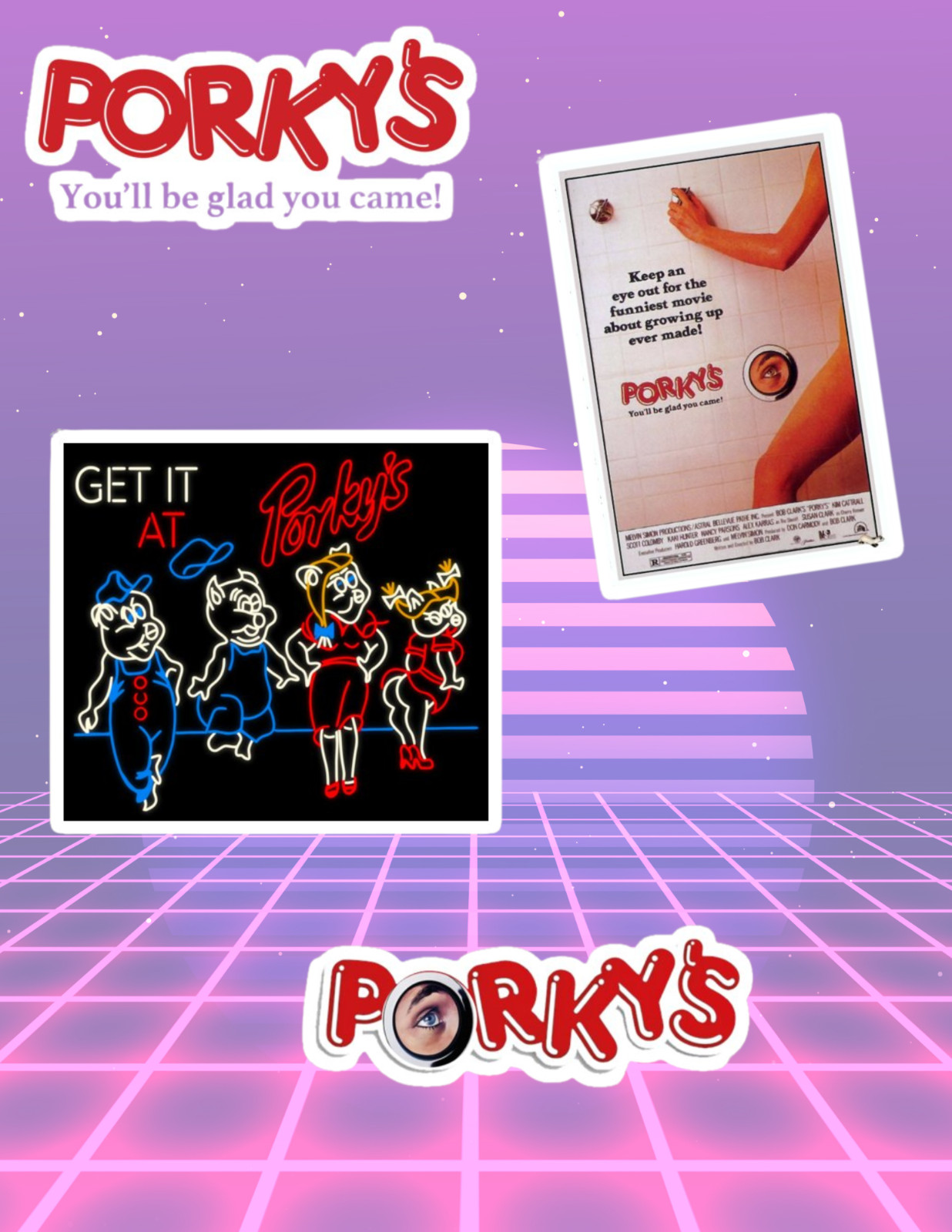 Porkys 80&rsquo;s Movies 4pc Sticker Pack