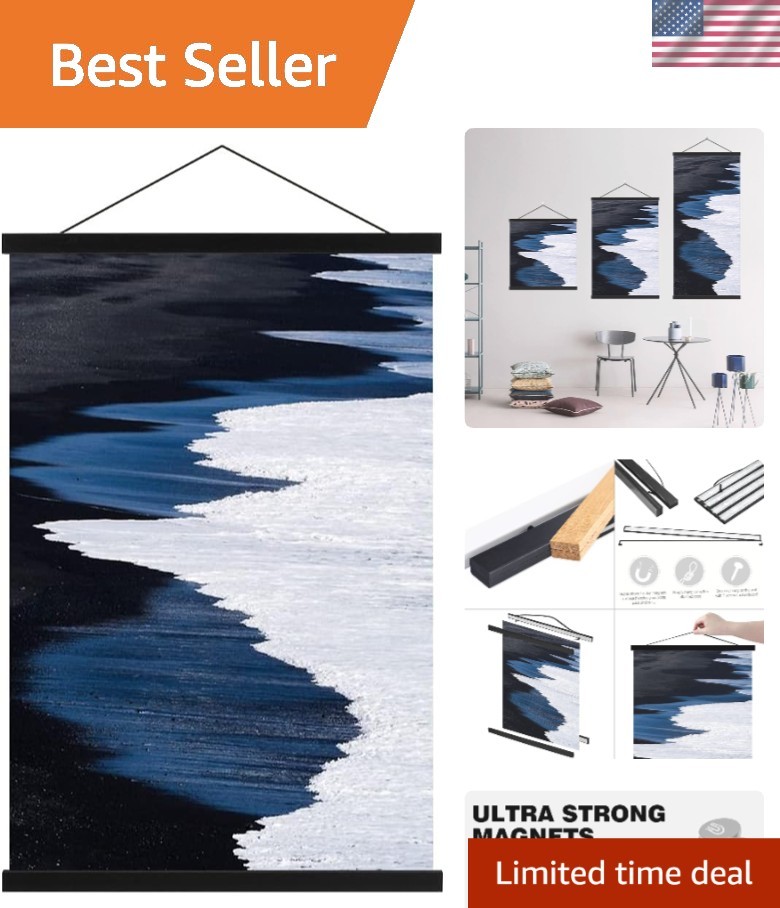 Stylish 12×18 & 12×24 Magnetic Poster Frame in Black – Change Artwork Seamlessly