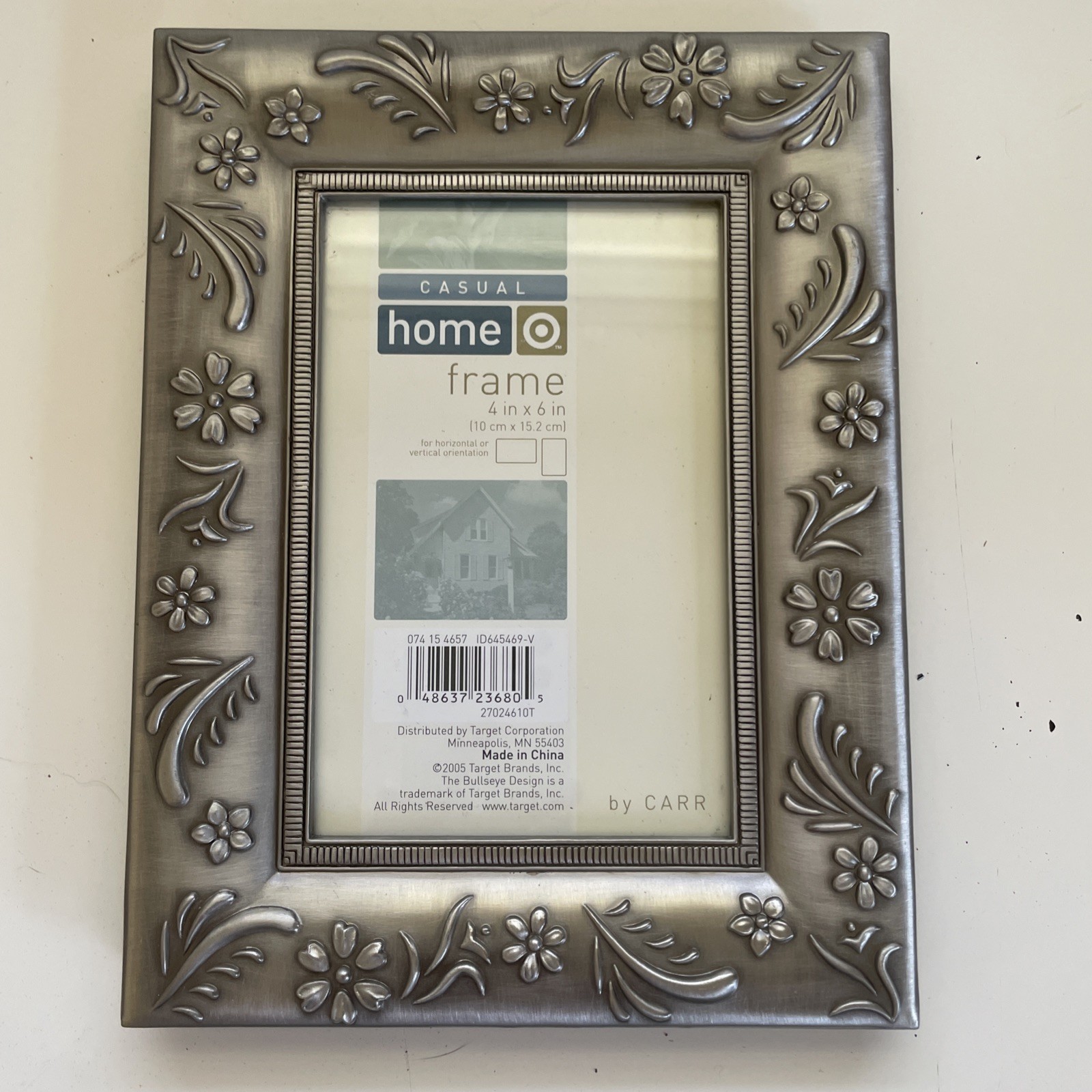 Carr Casual Home Pewter Finish Metal Embossed Photo Frame 4×6 Vert Or Horiz