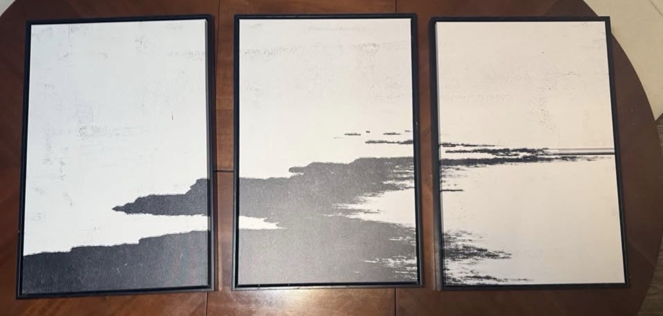 Large Modern Abstract Triptych Wall Art – Set of 3 Framed Canvases