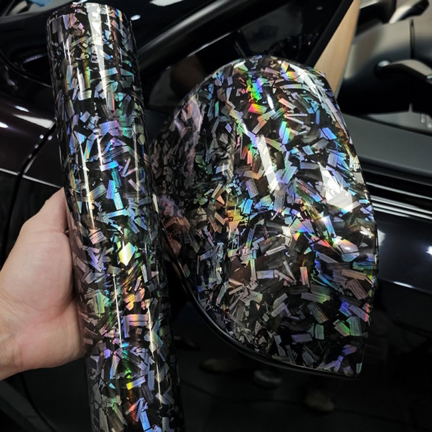 LZLRUN Forged Matte Carbon Fiber Black Vinyl Wrap Roll Air Release Sticker Sh…