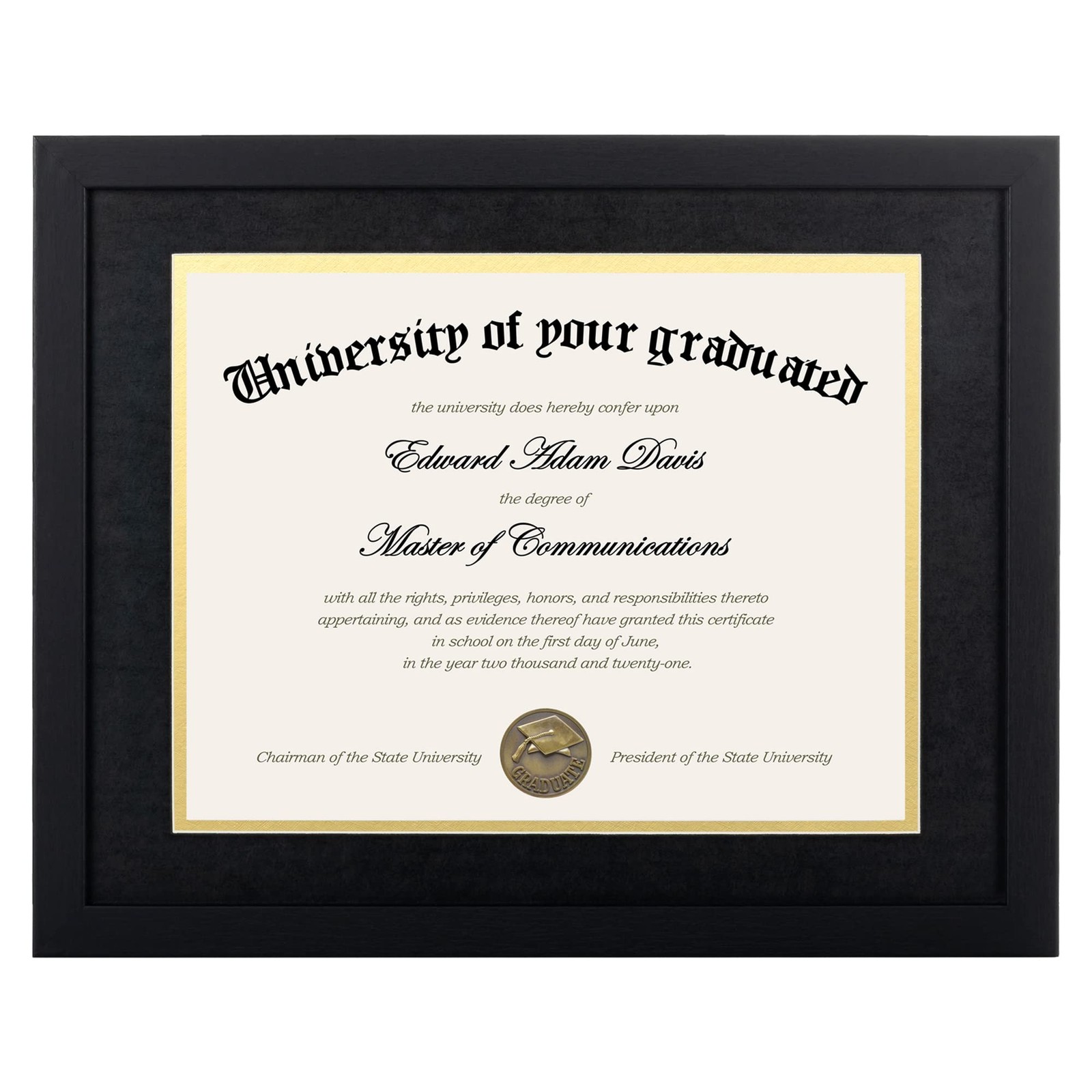 11X14 Diploma Frame Certificate Degree Document Frame with High Definition Glass