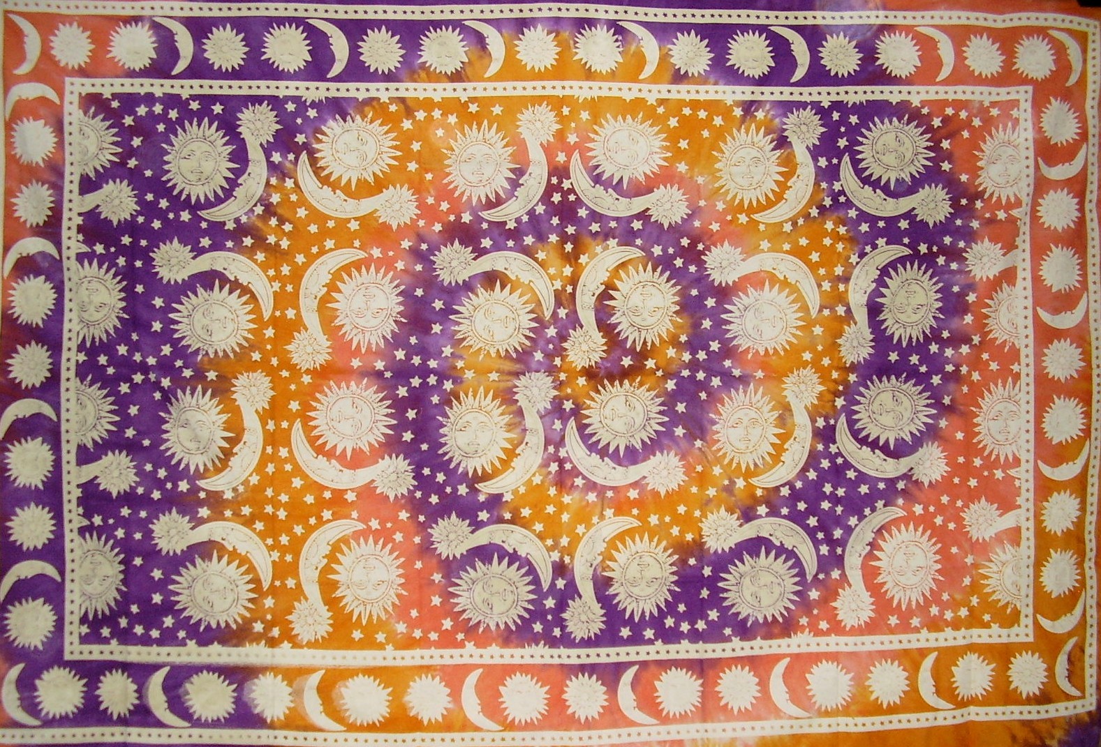 Celestial Tie Dye Tapestry Cotton Wall Hanging 90&Prime; x 60&Prime; Multi Color