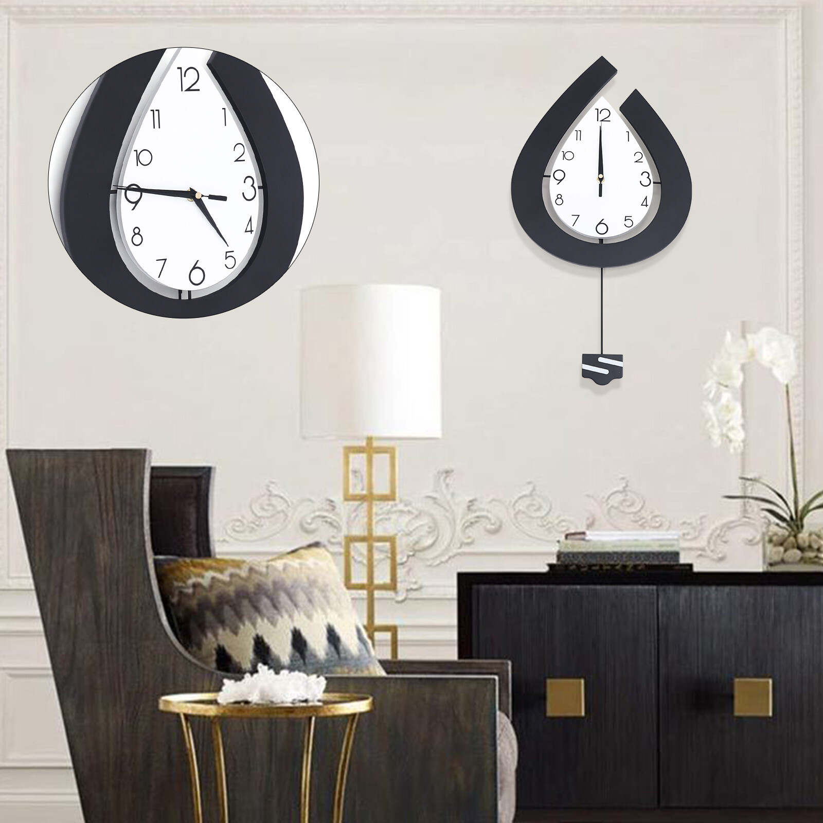 Large Wall Clock for Living Room Decor Big Pendulum Modern Silent Wall Clock