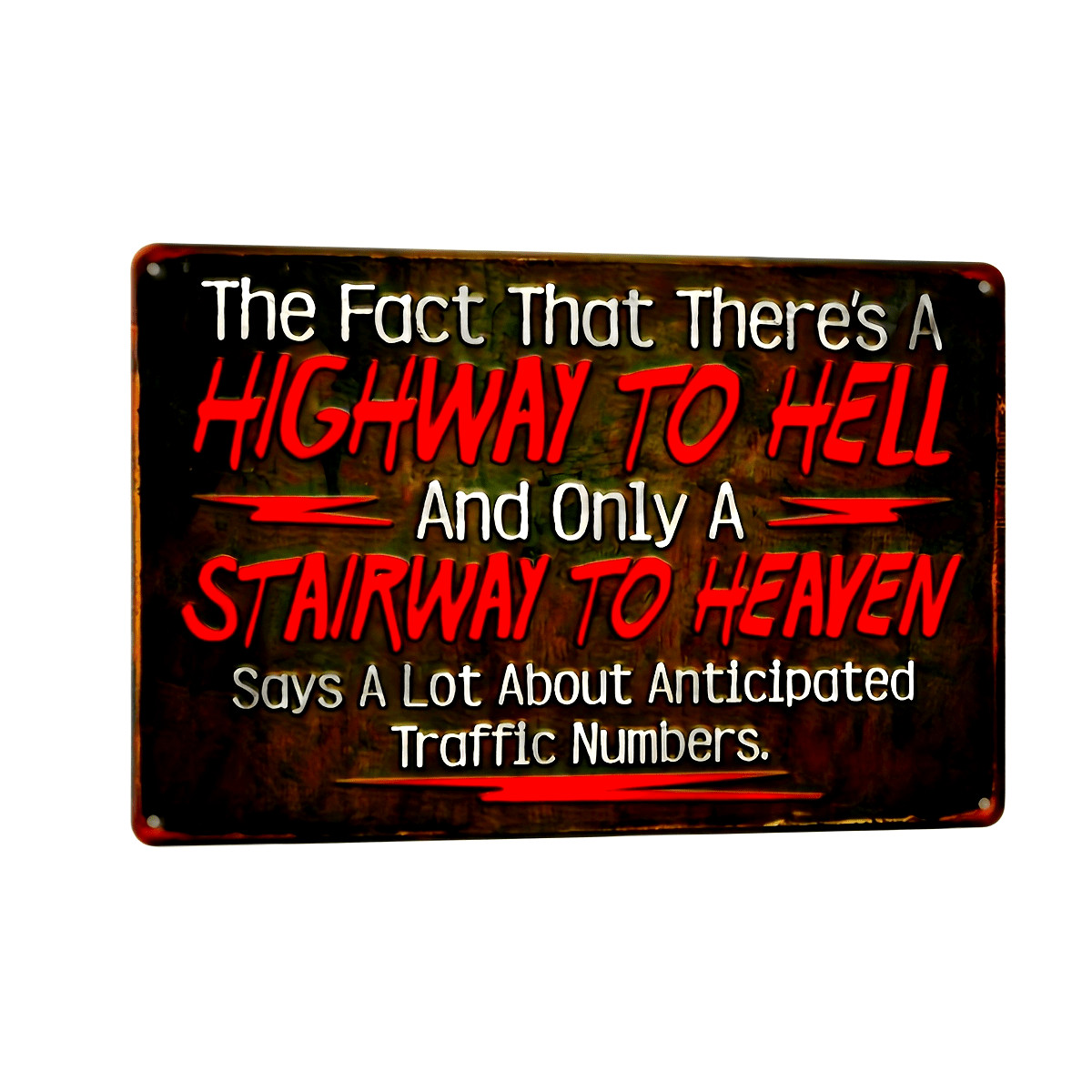 Vintage Metal Tin Sign « Highway to Hell » 12×8 Inches Wall Decor