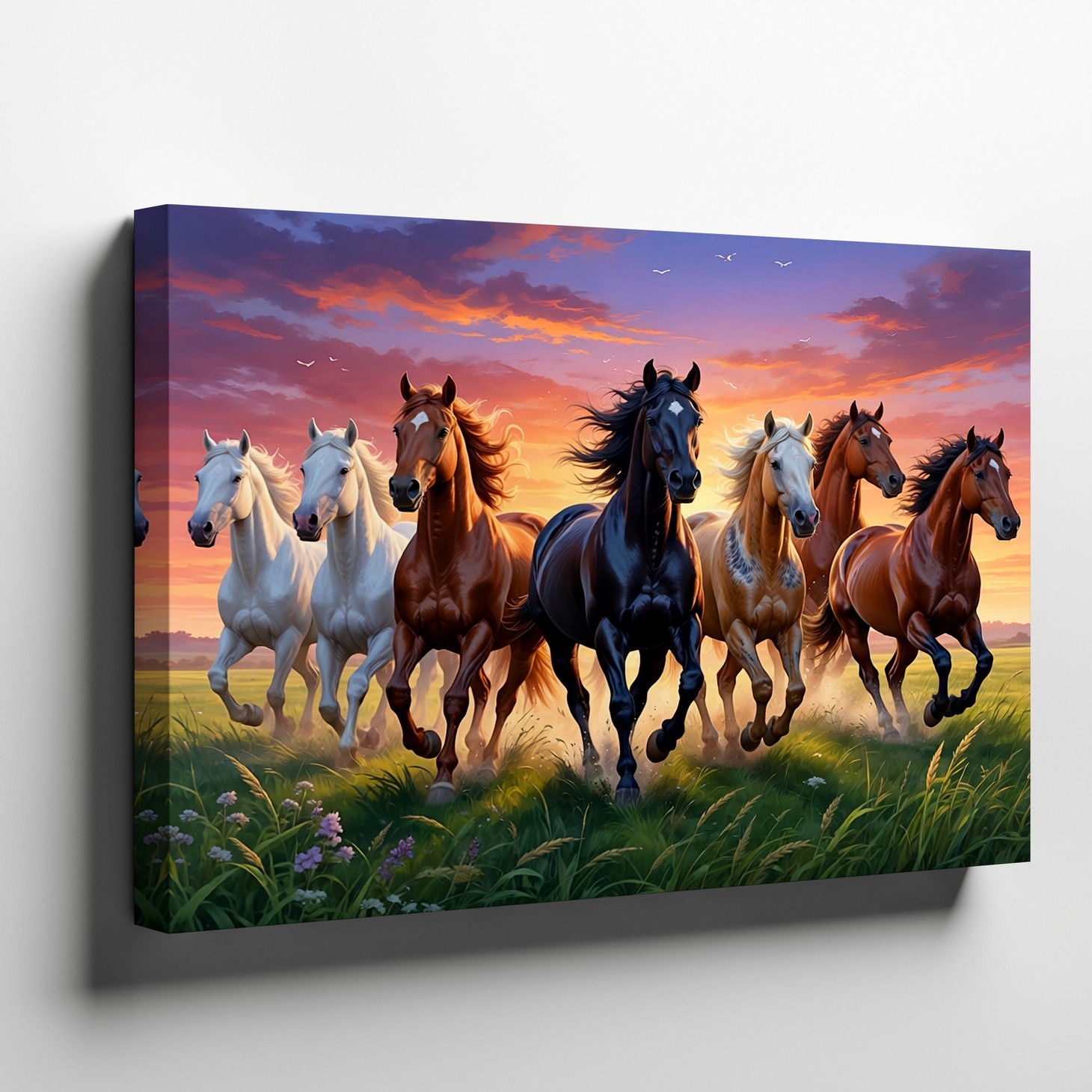 Running Horses Canvas Wall Art Sunset Landscape Wildlife Nature Animal Print
