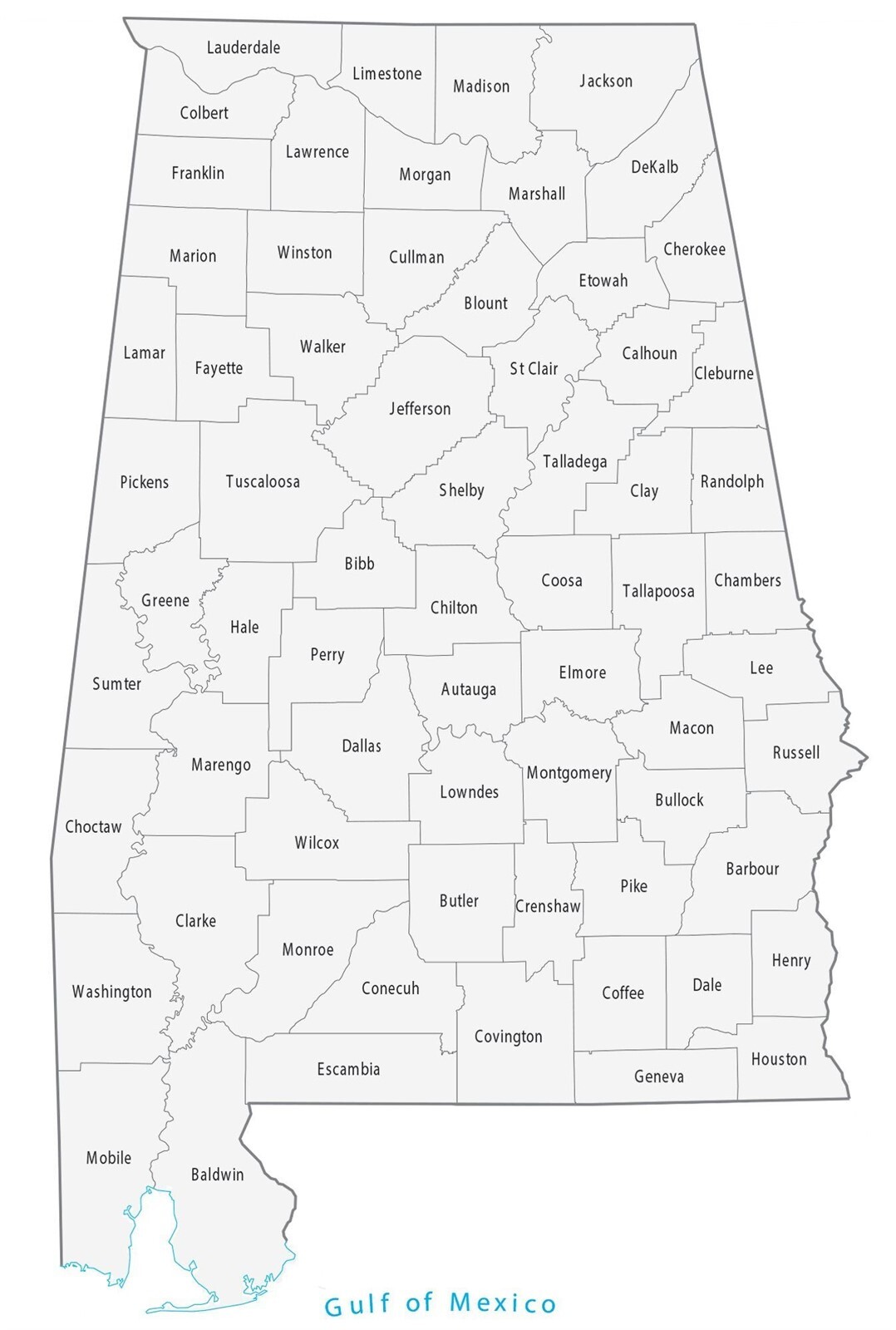 Alabama County Map GLOSSY POSTER PICTURE PHOTO PRINT BANNER 12003