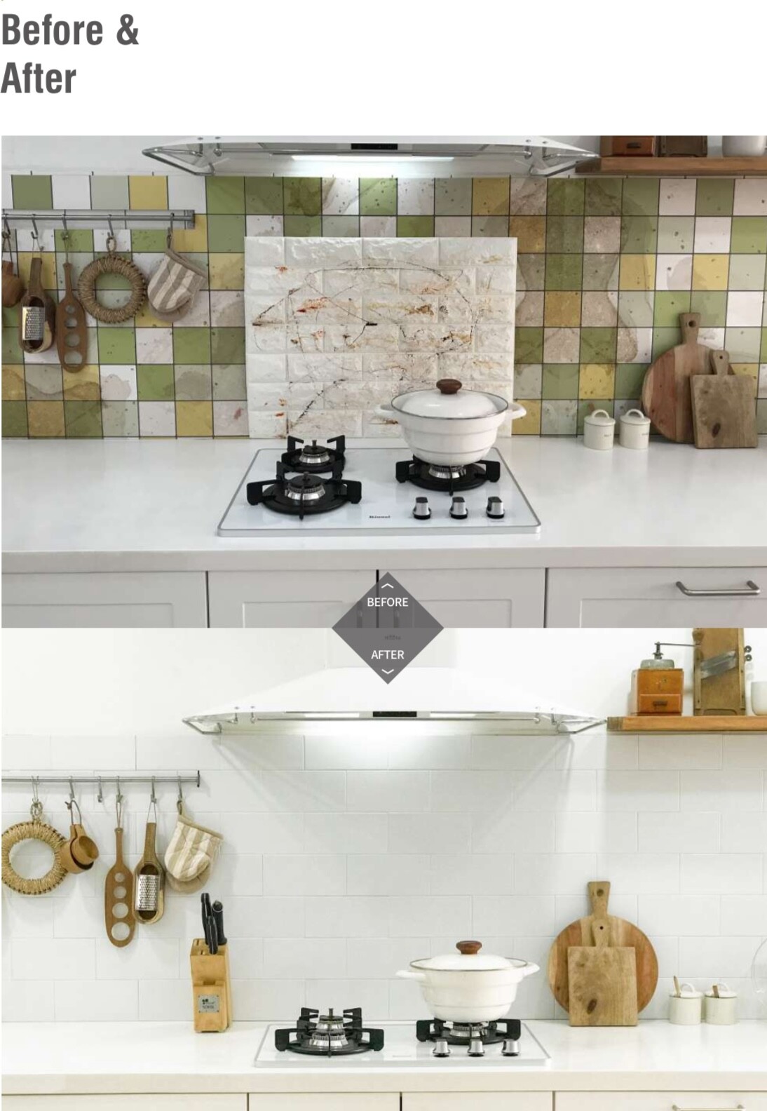 Peel & Stick Metal Tile kitchen backsplash 3.93&Prime;x7.87&Prime;(100MM x 200MM)
