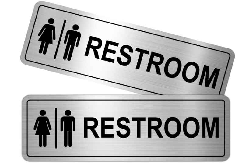 Letreros baño unisex 2 pzas metal adhesivo fuerte, fácil instalación 23×7,6 cm