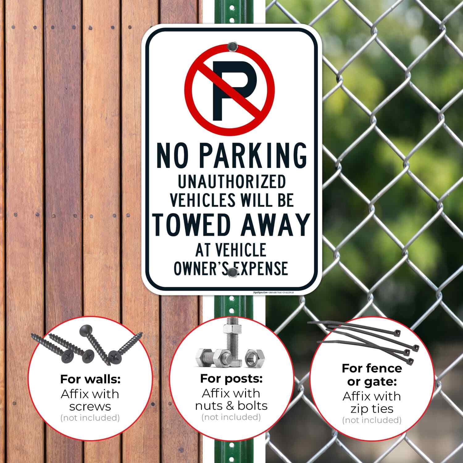 No Parking Symbol Unauthorized Vehicles Will Be Towed Sign,