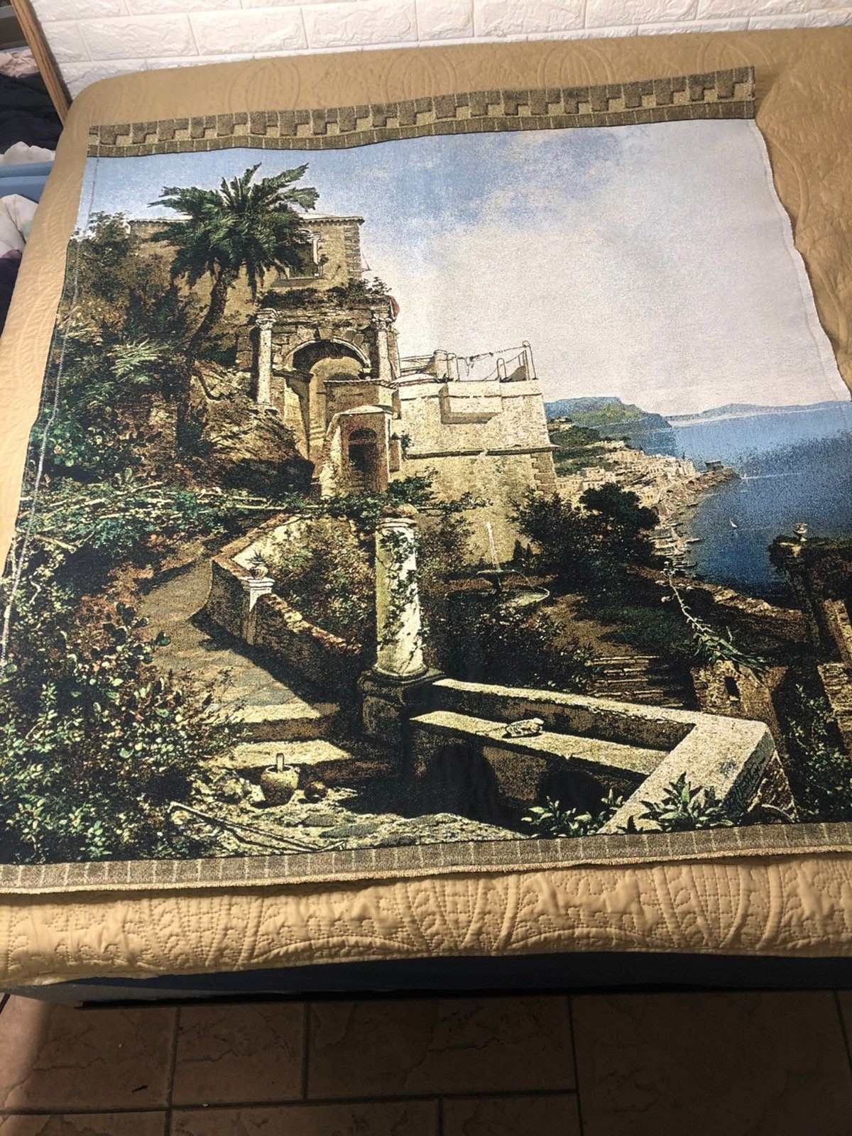 Fine Art Tapestries « In the Garden, Amalfi » Jacquard Woven Wall Art-43&Prime;x48&Prime; USA