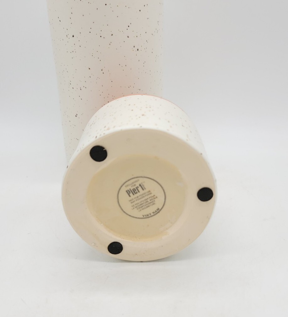 2pc Mint Green & Coral Dipped Speckled Stoneware Vases Modern Cottagecore Pier 1