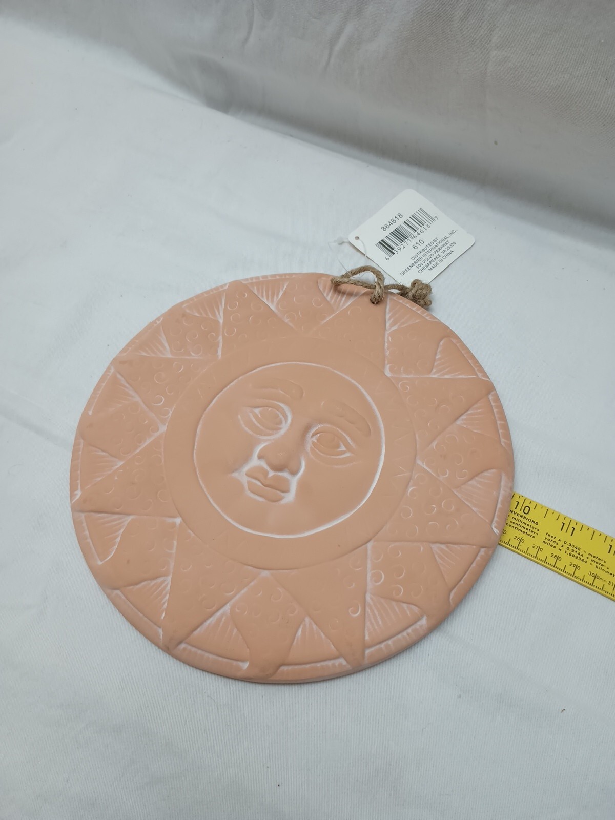 Terracotta Sun Face Outdoor Indoor Wall Decor 9&Prime; Diameter Hanging Decor