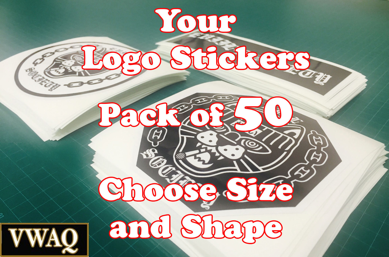 Custom Logo Stickers Pack of 50 Your Logo Design Vinyl Sticker Prints VWAQ-2441