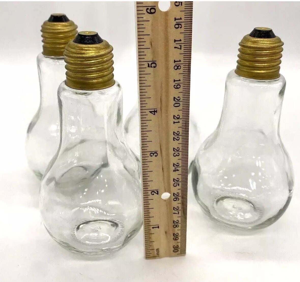 Clear Glass Light Bulb Shaped Bottle Set of 4, 5 1/2&Prime; H, Craft Jar