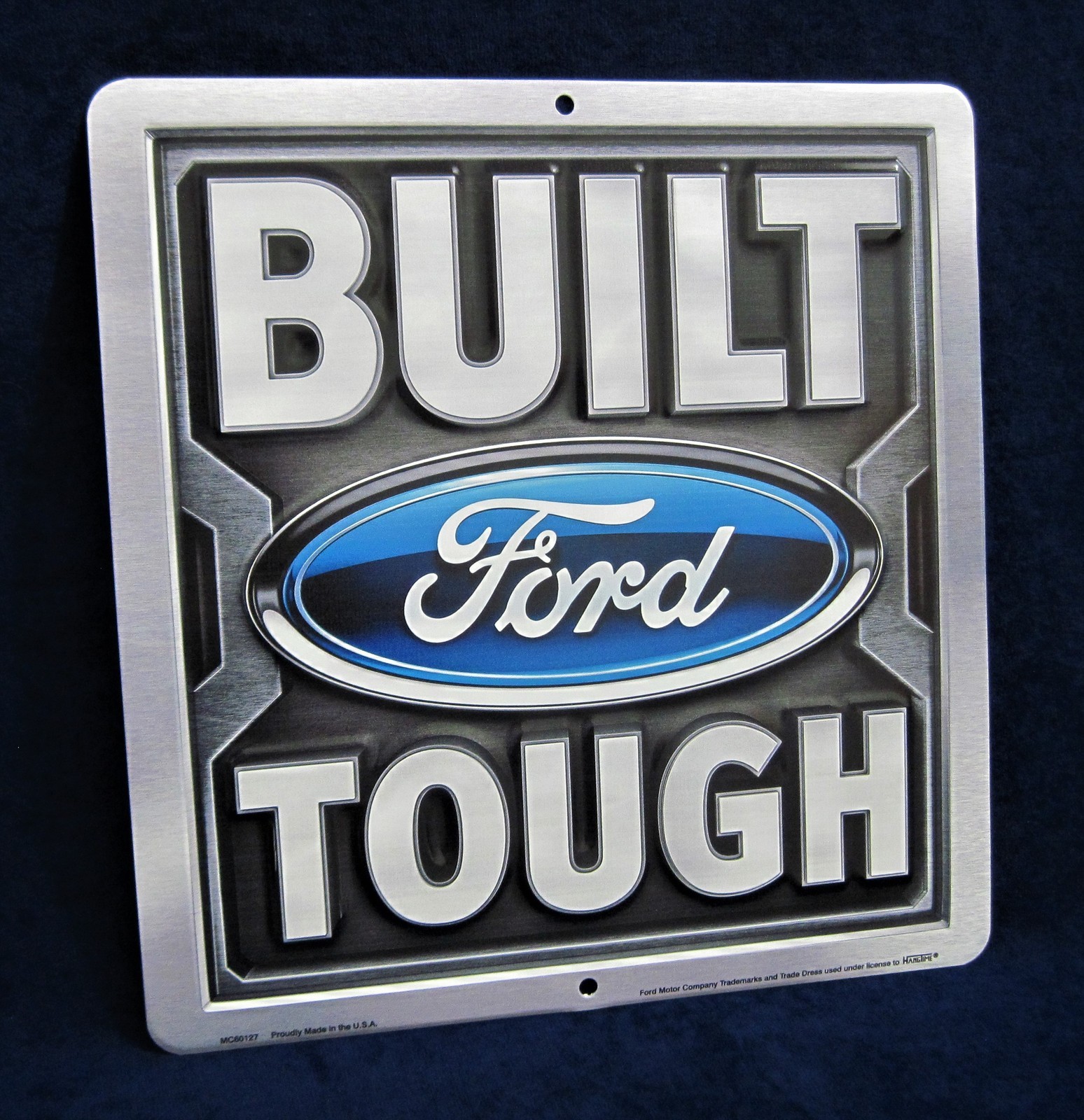 BUILT FORD TOUGH -*US MADE* Embossed Metal Sign – Man Cave Garage Shop Bar Décor