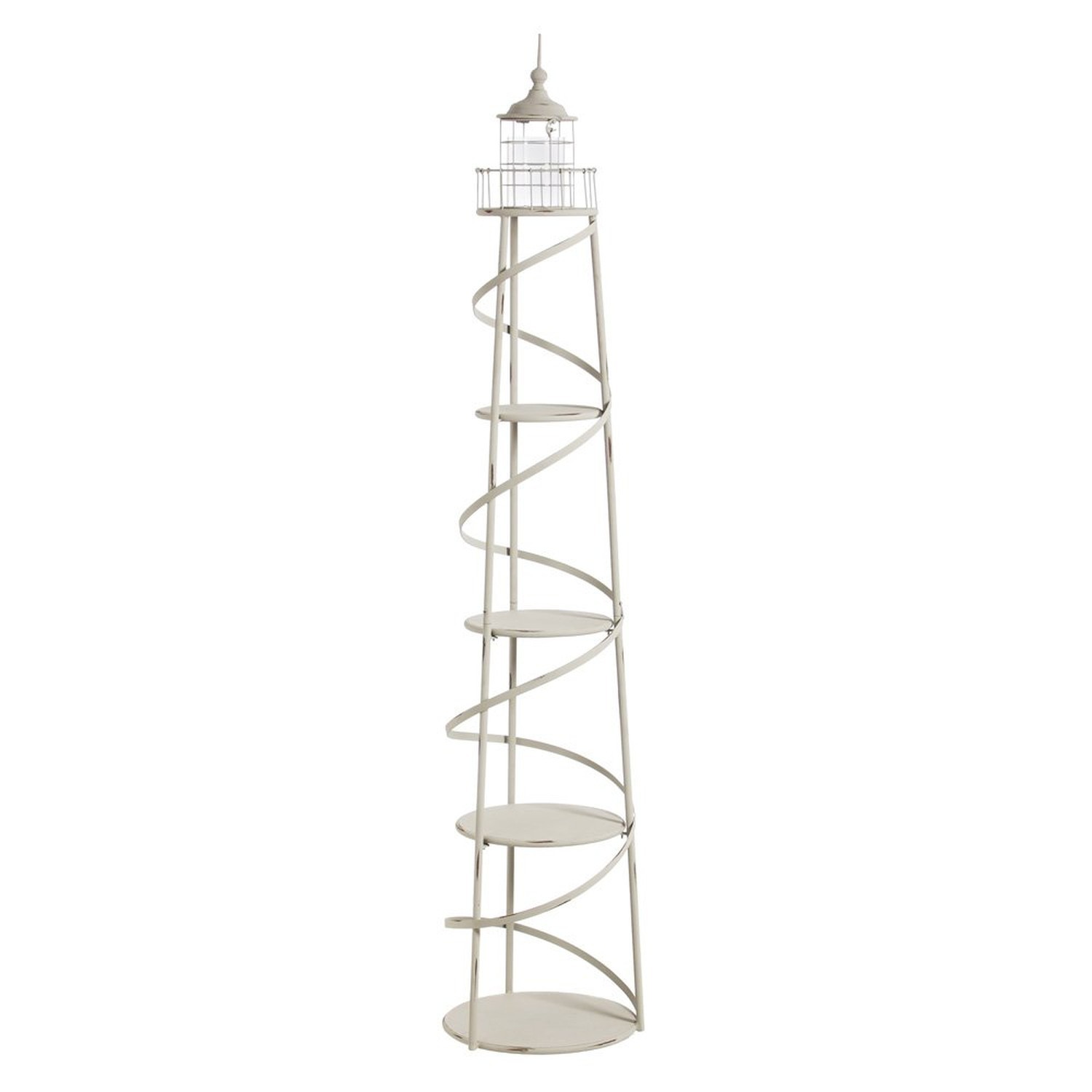 Cape Craftsmen 5 Tier Metal White Distressed Lighthouse Metal Display Unit wi…
